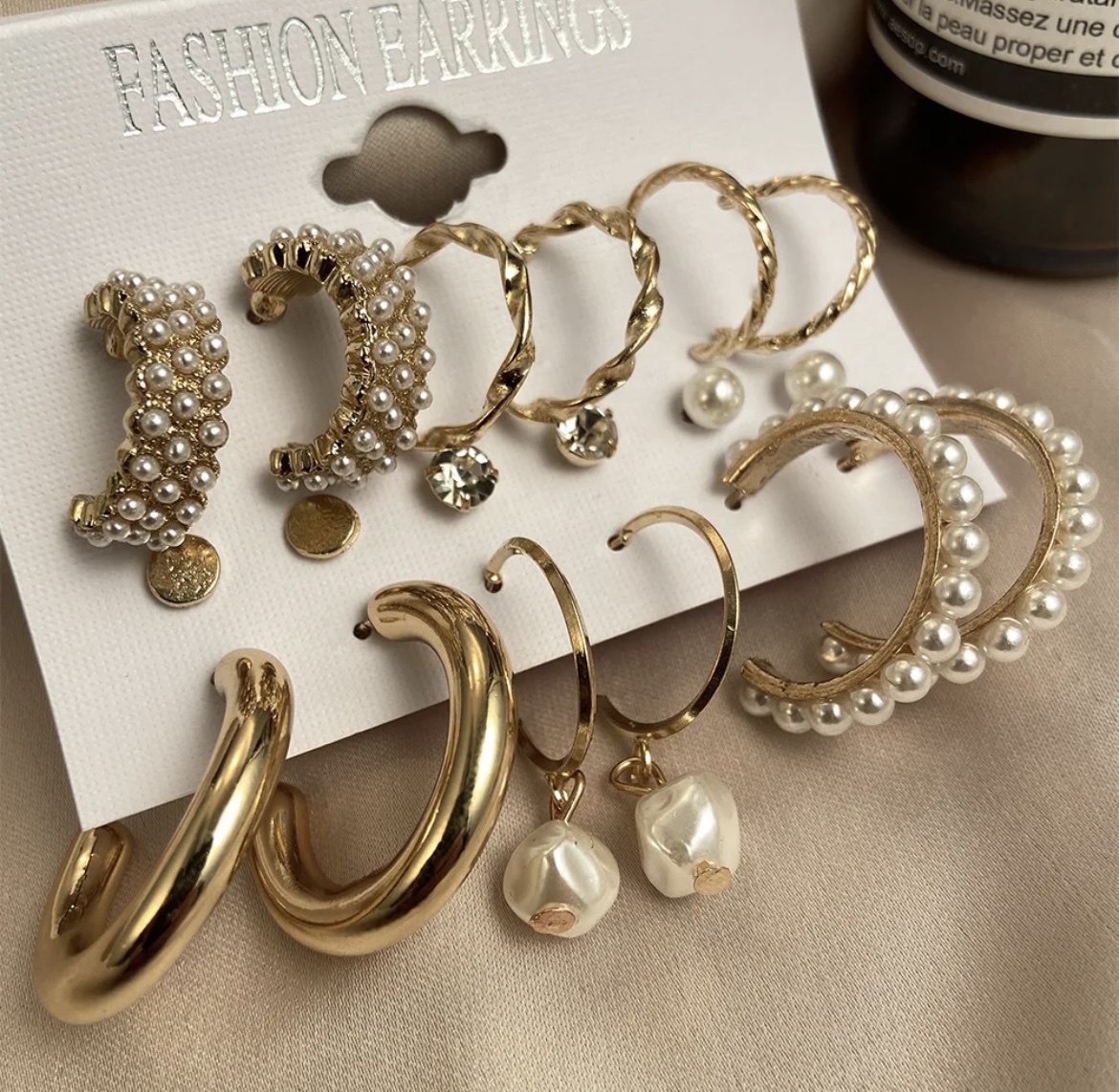 Medium Size Hoop Earring Card Set ( Set of 9 Earrings)